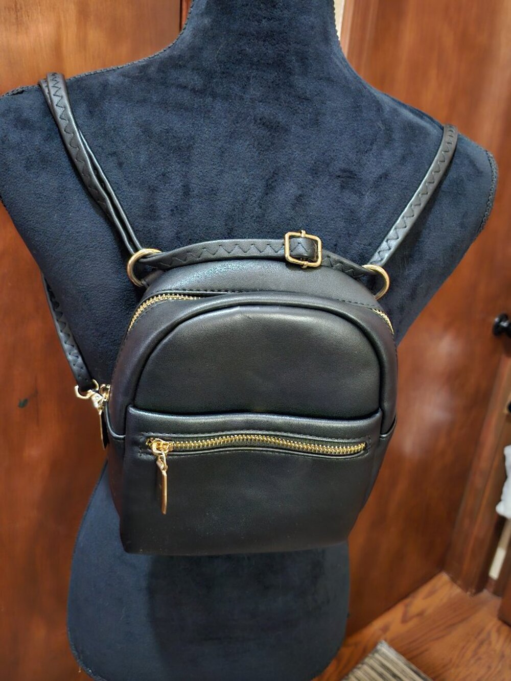 Mini Backpack Black With Gold Accents